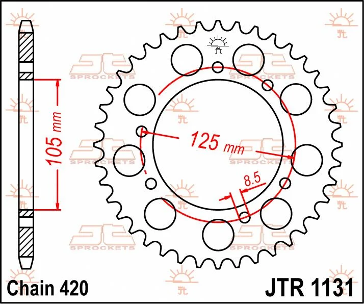 JT SPROCKETS JTR1131.52 REAR REPLACEMENT SPROCKET 52 TEETH 420 PITCH NATURAL STEEL
