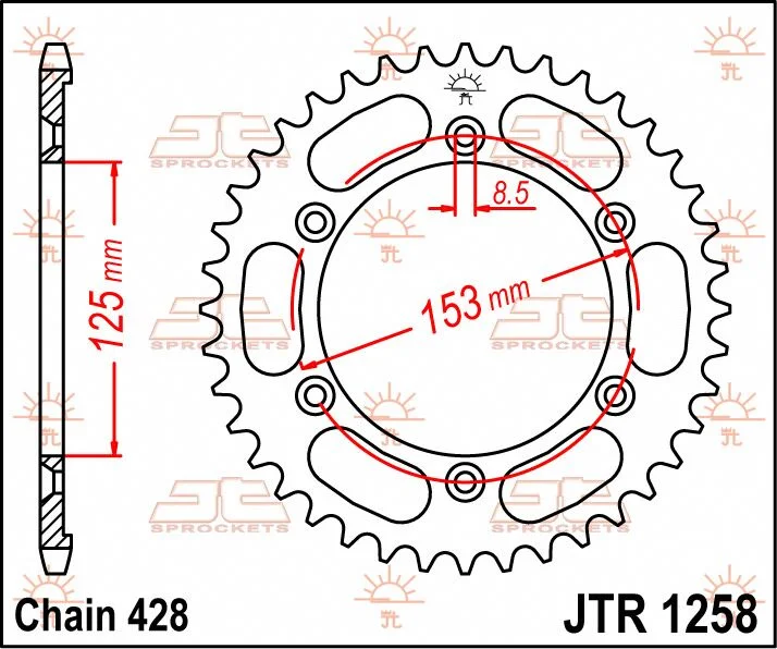 JT SPROCKETS JTR1258.54 REAR REPLACEMENT SPROCKET 54 TEETH 420 PITCH NATURAL STEEL