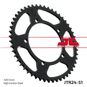JT SPROCKETS JTR24.51 REAR REPLACEMENT SPROCKET 51 TEETH 420 PITCH NATURAL STEEL