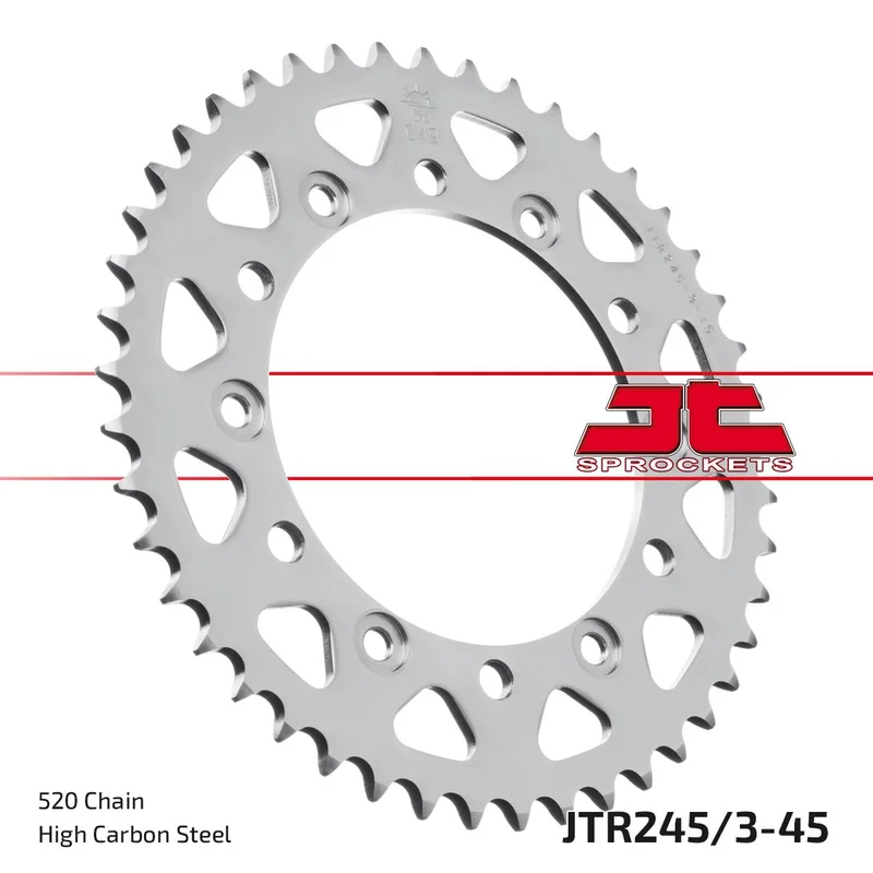 JT SPROCKETS JTR245/3.45 REAR REPLACEMENT SPROCKET 45 TEETH 520 PITCH NATURAL C49 HIGH CARBON STEEL