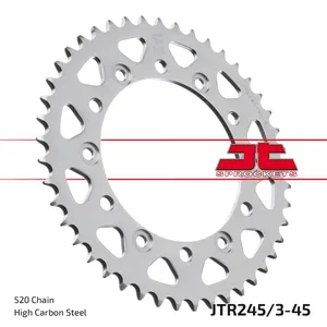 JT SPROCKETS JTR245/3.45 REAR REPLACEMENT SPROCKET 45 TEETH 520 PITCH NATURAL C49 HIGH CARBON STEEL