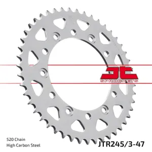 JT SPROCKETS JTR245/3.47 REAR REPLACEMENT SPROCKET 47 TEETH 520 PITCH NATURAL C49 HIGH CARBON STEEL