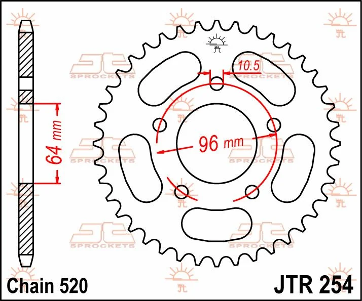 JT SPROCKETS JTR254.37 REAR REPLACEMENT SPROCKET 37 TEETH 520 PITCH NATURAL STEEL