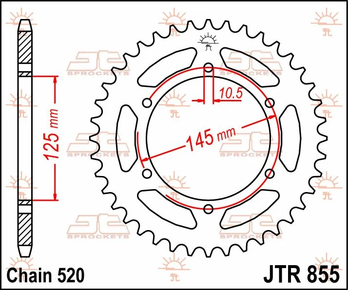 JT SPROCKETS JTR855.46 REAR REPLACEMENT SPROCKET 46 TEETH 520 PITCH NATURAL STEEL