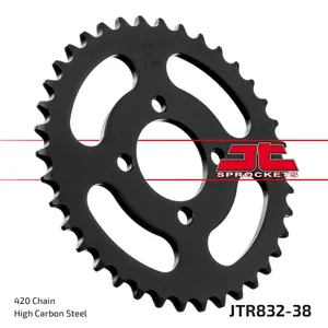 JT SPROCKETS JTR832.38 REAR REPLACEMENT SPROCKET 38 TEETH 420 PITCH NATURAL C49 HIGH CARBON STEEL