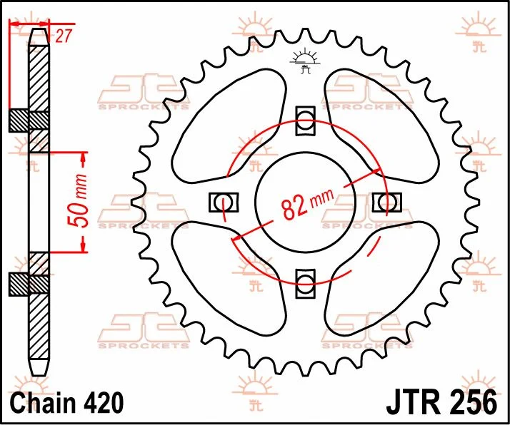 JT SPROCKETS JTR256.40 REAR REPLACEMENT SPROCKET 40 TEETH 420 PITCH NATURAL C49 HIGH CARBON STEEL