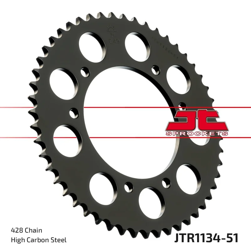 JT SPROCKETS JTR1134.51 REAR REPLACEMENT SPROCKET 51 TEETH 428 PITCH NATURAL C49 HIGH CARBON STEEL