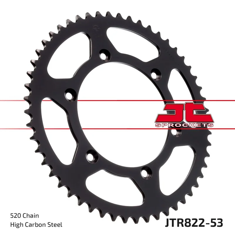 JT SPROCKETS JTR822.53 REAR REPLACEMENT SPROCKET 53 TEETH 520 PITCH NATURAL C49 HIGH CARBON STEEL
