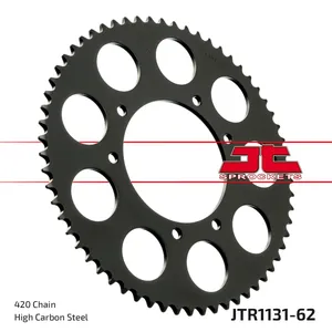 JT SPROCKETS JTR1131.62 REAR REPLACEMENT SPROCKET 62 TEETH 420 PITCH BLACK C49 HIGH CARBON STEEL