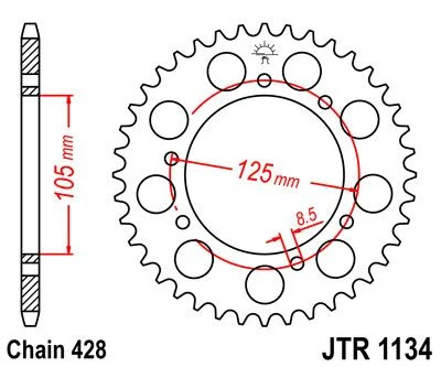 JT SPROCKETS JTR1134.56 REAR REPLACEMENT SPROCKET 56 TEETH 428 PITCH BLACK C49 HIGH CARBON STEEL