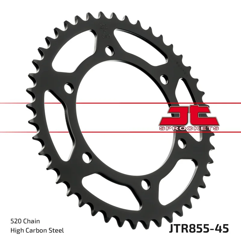 JT SPROCKETS JTR855.45ZBK REAR REPLACEMENT SPROCKET 45 TEETH 520 PITCH BLACK C49 HIGH CARBON STEEL