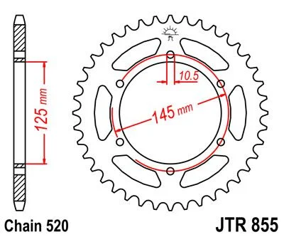 JT SPROCKETS JTR855.45ZBK REAR REPLACEMENT SPROCKET 45 TEETH 520 PITCH BLACK C49 HIGH CARBON STEEL