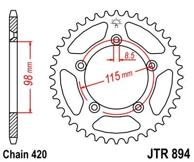 JT SPROCKETS JTR894.48ZBK REAR REPLACEMENT SPROCKET 48 TEETH 420 PITCH BLACK C49 HIGH CARBON STEEL