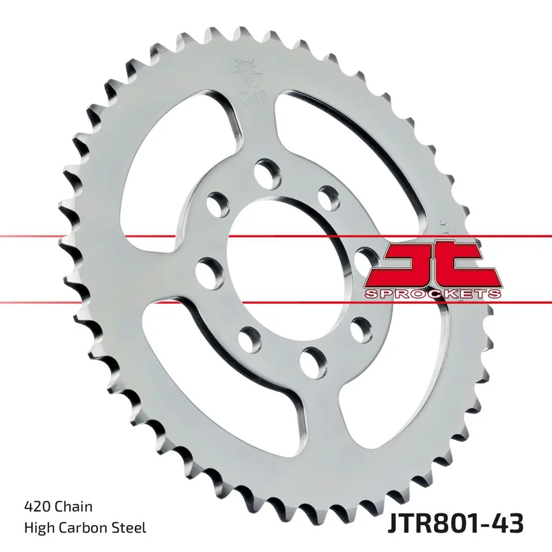 JT SPROCKETS JTR80143 REAR REPLACEMENT SPROCKET 43 TEETH 420 PITCH NATURAL C49 HIGH CARBON STEEL