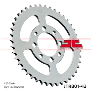 JT SPROCKETS JTR80143 REAR REPLACEMENT SPROCKET 43 TEETH 420 PITCH NATURAL C49 HIGH CARBON STEEL