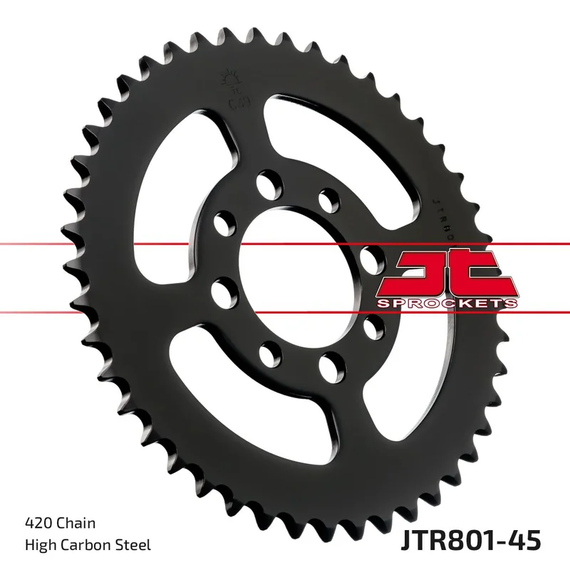 JT SPROCKETS JTR801.45 REAR REPLACEMENT SPROCKET 45 TEETH 420 PITCH NATURAL C49 HIGH CARBON STEEL