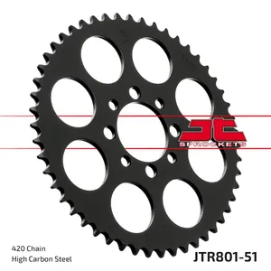 JT SPROCKETS JTR801.51 REAR REPLACEMENT SPROCKET 51 TEETH 420 PITCH NATURAL C49 HIGH CARBON STEEL