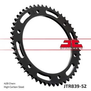 JT SPROCKETS JTR839.52 REAR REPLACEMENT SPROCKET 52 TEETH 428 PITCH BLACK C49 HIGH CARBON STEEL