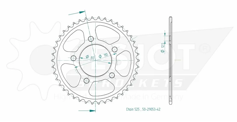 ESJOT SPROCKET REAR 42T 525