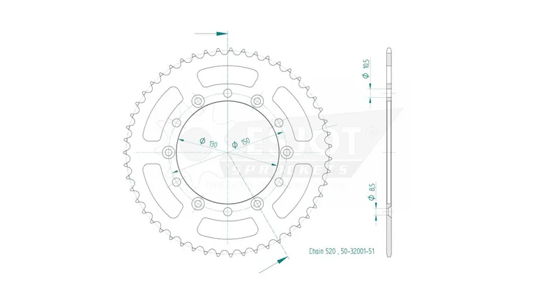 ESJOT SPROCKET REAR 51T 520