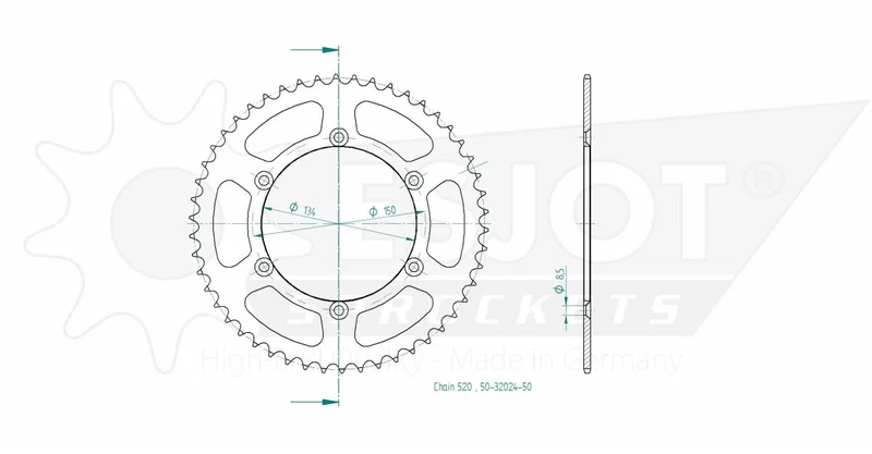 ESJOT SPROCKET REAR 50T 520