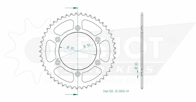 ESJOT SPROCKET REAR 49T 520