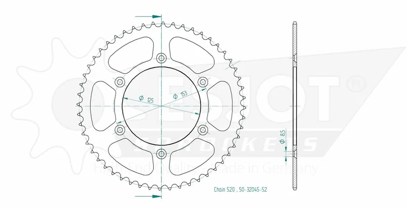 ESJOT SPROCKET REAR 52T 520