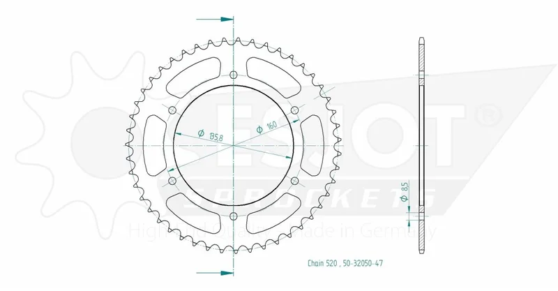 ESJOT SPROCKET REAR 47T 520