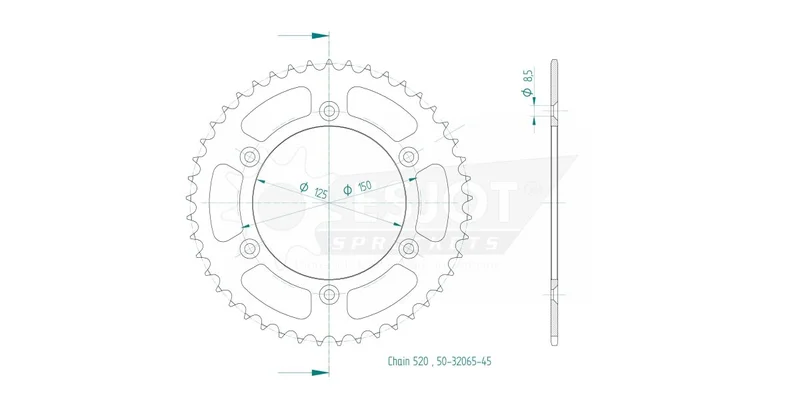 ESJOT SPROCKET REAR 45T 520