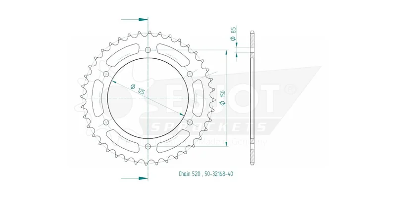 ESJOT SPROCKET REAR 40T 520