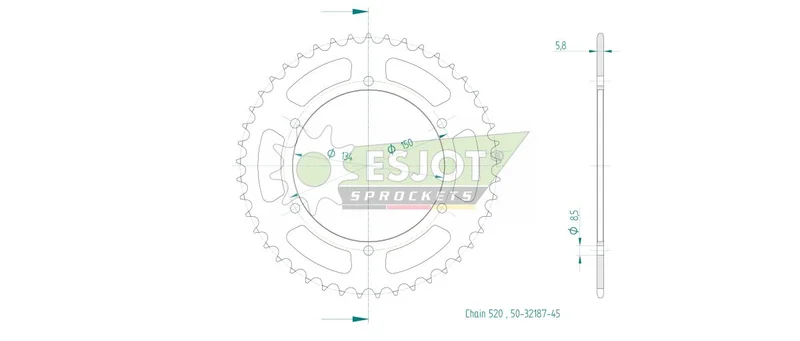 ESJOT SPROCKET REAR 45T 520