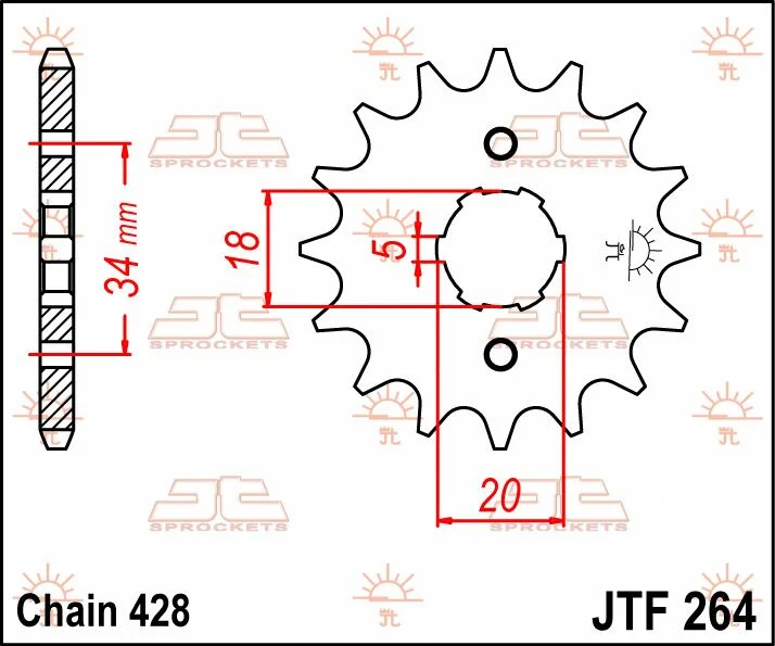 JT SPROCKETS JTF264.17 FRONT REPLACEMENT SPROCKET 17 TEETH 428 PITCH NATURAL STEEL
