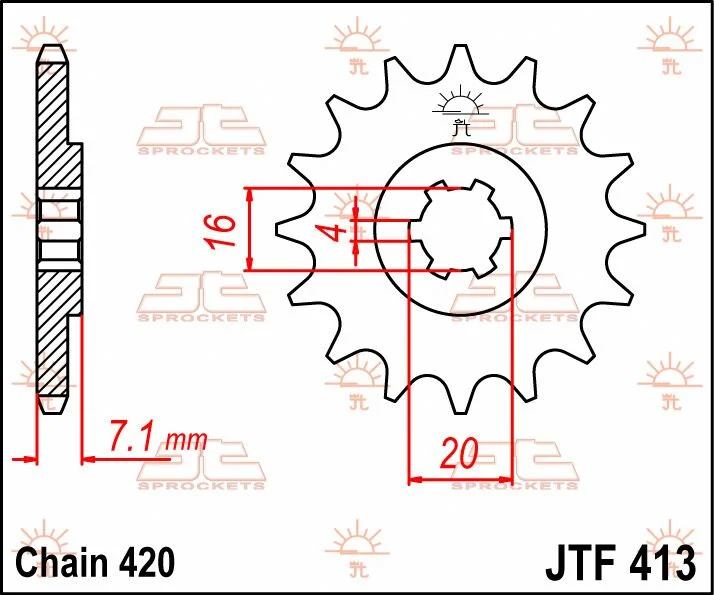 JT SPROCKETS JTF413.12 FRONT REPLACEMENT SPROCKET 12 TEETH 420 PITCH NATURAL STEEL