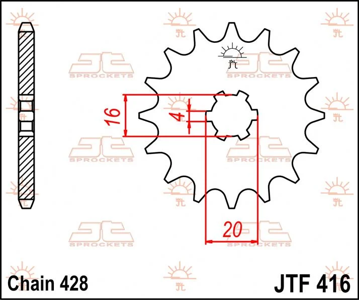 JT SPROCKETS JTF416.13 FRONT REPLACEMENT SPROCKET 13 TEETH 420 PITCH NATURAL STEEL