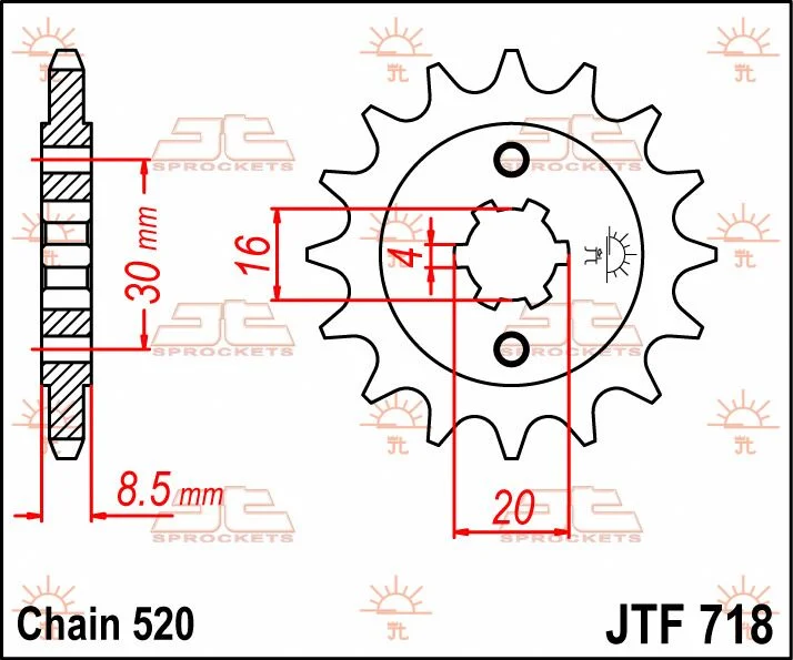 JT SPROCKETS JTF718.12 FRONT REPLACEMENT SPROCKET 12 TEETH 520 PITCH NATURAL CHROMOLY STEEL ALLOY