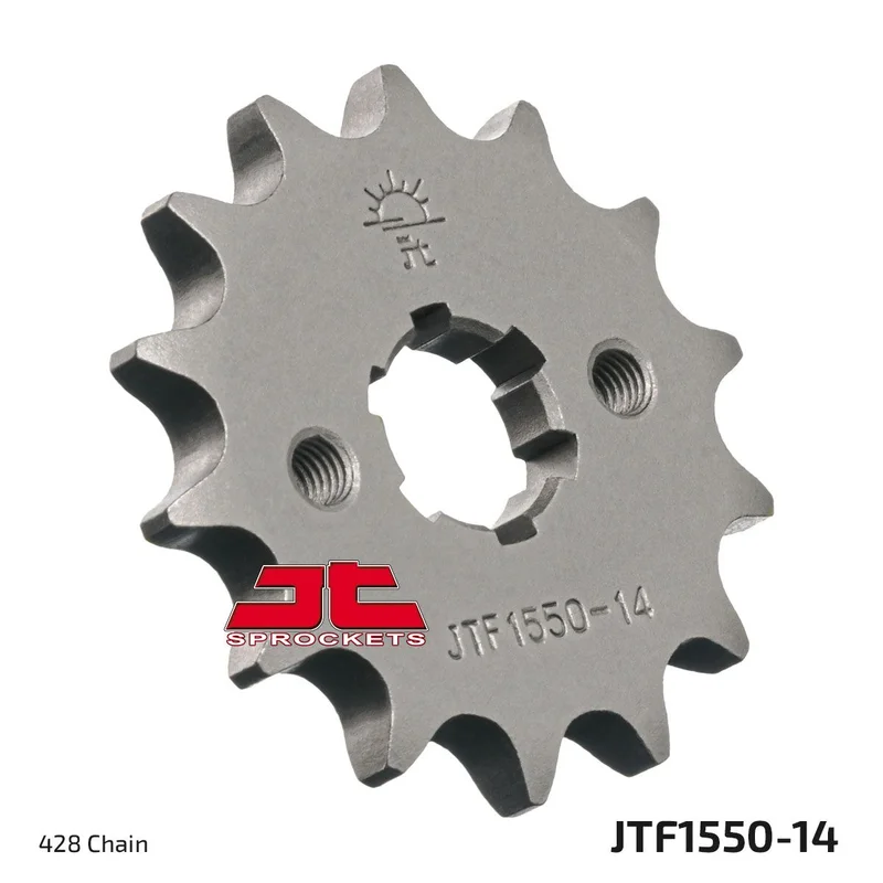JT SPROCKETS JTF1550.14 FRONT REPLACEMENT SPROCKET 14 TEETH 428 PITCH NATURAL CHROMOLY STEEL ALLOY