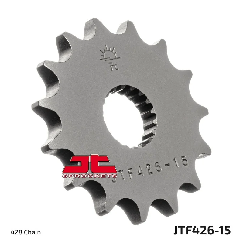 JT SPROCKETS JTF426.15 FRONT REPLACEMENT SPROCKET 15 TEETH 428 PITCH NATURAL CHROMOLY STEEL ALLOY