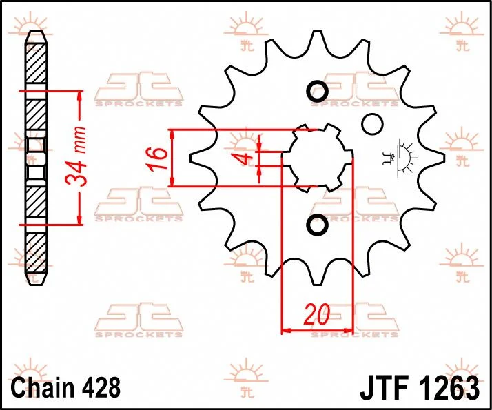 JT SPROCKETS JTF1263.17 FRONT REPLACEMENT SPROCKET 17 TEETH 428 PITCH NATURAL CHROMOLY STEEL ALLOY