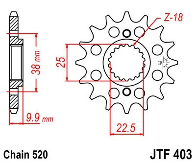 JT SPROCKETS JTF403.14 FRONT REPLACEMENT SPROCKET 14 TEETH 520 PITCH NATURAL SCM420 CHROMOLY STEEL ALLOY
