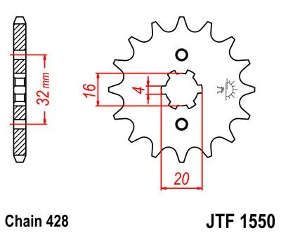 JT SPROCKETS JTF1550.13 FRONT REPLACEMENT SPROCKET 13 TEETH 428 PITCH NATURAL SCM420 CHROMOLY STEEL ALLOY