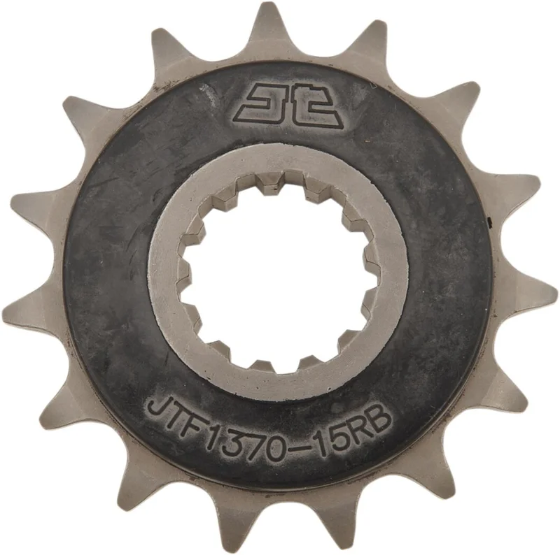 JT SPROCKETS JTF1370.15RB FRONT RUBBER CUSHIONED SPROCKET 15 TEETH 525 PITCH NATURAL SCM420 CHROMOLY STEEL ALLOY