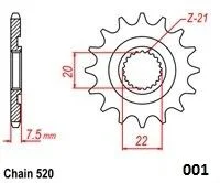 MOTO-MASTER FRONT SPROCKET 520 14T