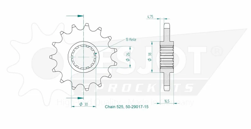ESJOT SPROCKET FRONT 15T 525