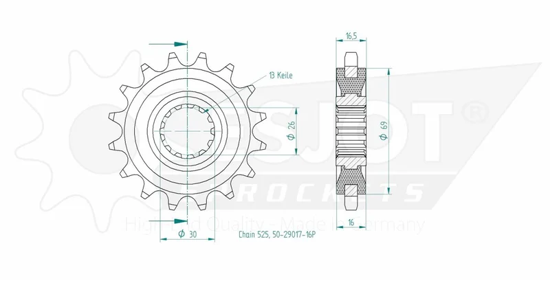 ESJOT SPROCKET FRONT 16T 525
