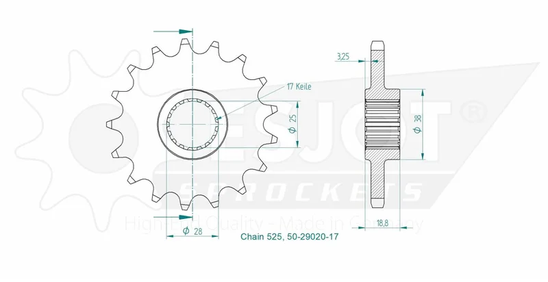 ESJOT SPROCKET FRONT 17T 525