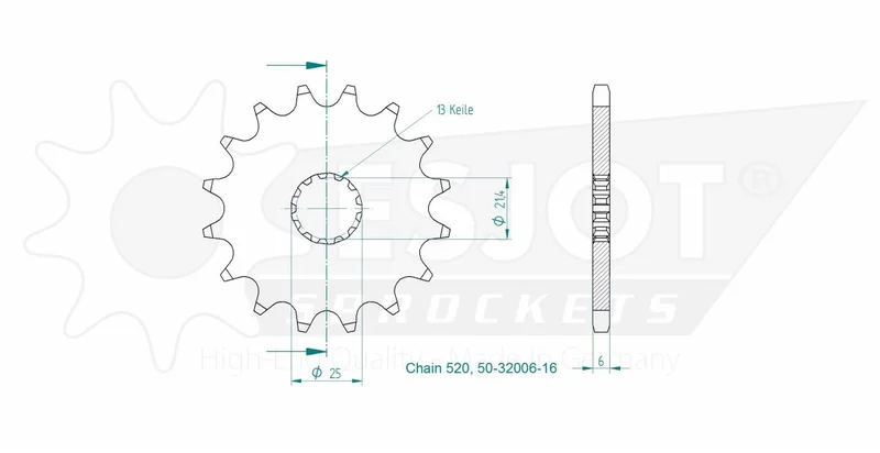 ESJOT SPROCKET FRONT 16T 520