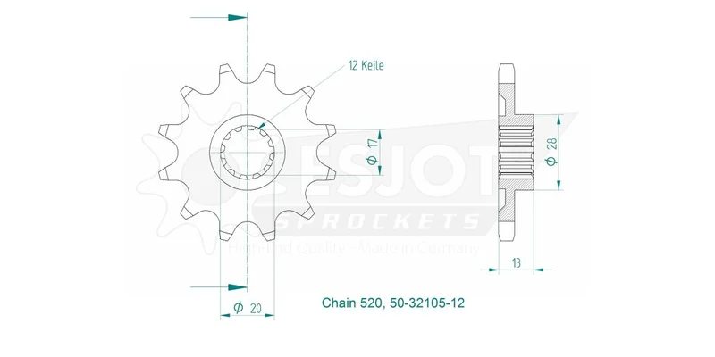 ESJOT SPROCKET FRONT 12T 520