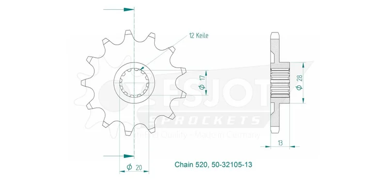ESJOT SPROCKET FRONT 13T 520
