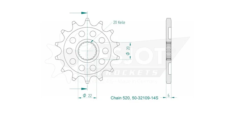 ESJOT SPROCKET FRONT 14T 520