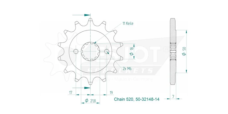 ESJOT SPROCKET FRONT 14T 520